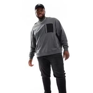 Oversized Crew Neck Sweatshirt with Zip Chest Pocket